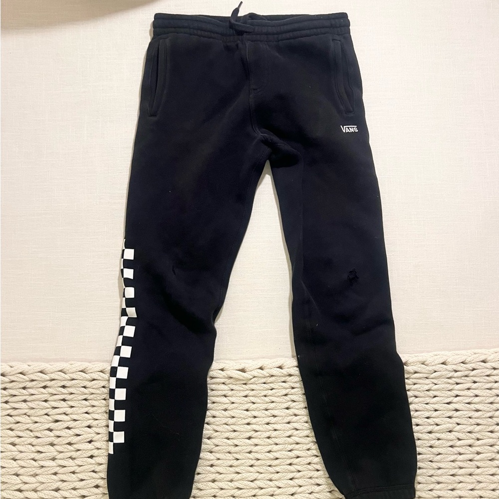 Vans Kids Black Jogger Pants, Size M